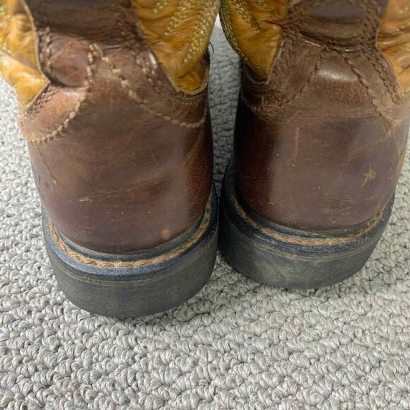 Ariat Mens Boots Size 9EE‎ Brown Gold Leather Pull On Square Toe Western - Picture 8 of 12